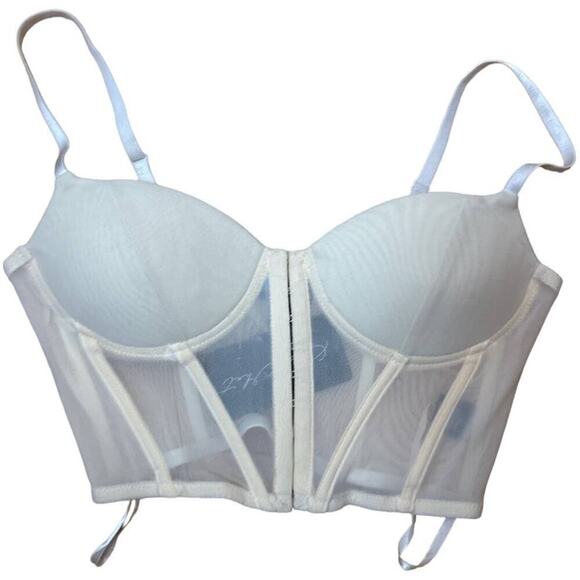 Say What Ivory Mesh Corset Bra Women's Size S NWT - Picture 1 of 8